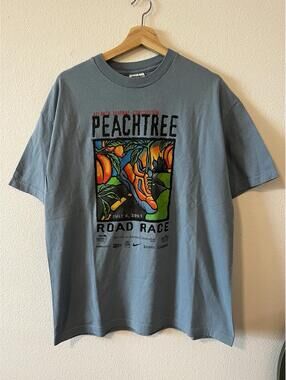 Vintage Peachtree Road Race Shirt Mens XL Blue 2001 Y2K Atlanta Georgia Running